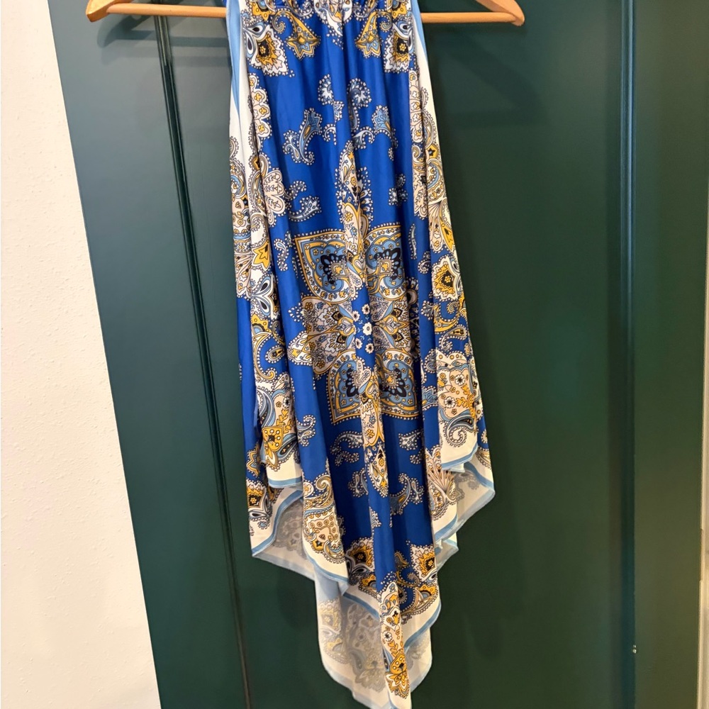 Zara Blue Paisley Handkerchief Hem Scarf Tank Top NWT SZ XL - Picture 5 of 6